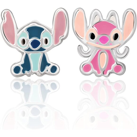 Officially Licensed Lilo & Stitch Mismatched Stud Earrings in Sterling Silver